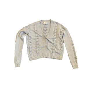 Abercrombie Cropped Cable Cardigan Sweater kids girls 13/14 women’s xs blue
